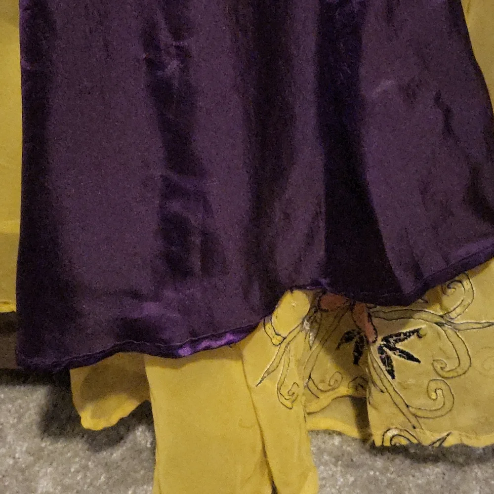 Boho maxi wrap skirt beaded and embroidered silk yellow and pink - Picture 10 of 10